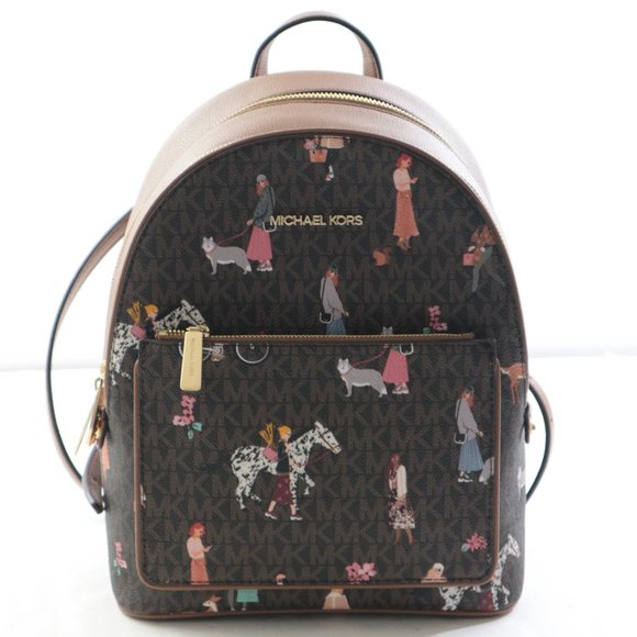 Michael Kors Adina Jet Set Girls Medium backpack MK Logo Brown Multi NWT$398.00 - Picture 1 of 14